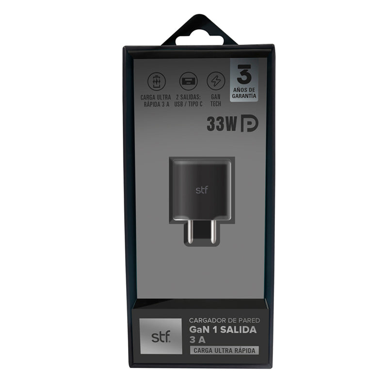 Cargador de pared | STF GaN Carga Ultra Rapida | 1 salida 3A para celular