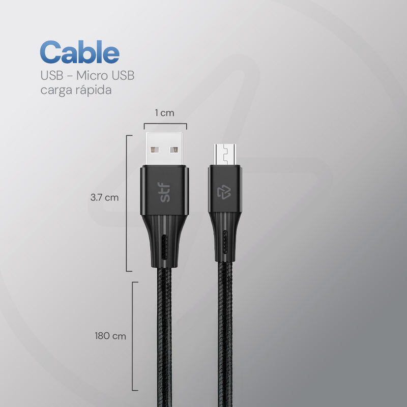 Cable USB a Micro USB 1.8m Carga Rápida 2A Transferencia Datos