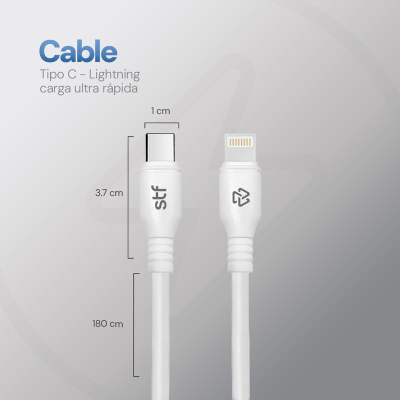 Cable Tipo C a Lightning 1.8m Carga Ultra Rápida 3A Transferencia Datos