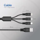 Cable 3 en 1 USB a Micro USB/Tipo C/Lightning Carga Rápida 2A 1.8m