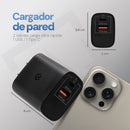 Cargador Pared 20W Doble Salida Carga Ultra Rápida 3A Tipo C + USB negro