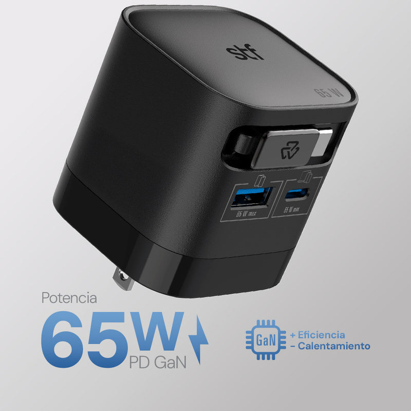 Cargador Ultra Rápido STF Retráctil: 65W, Tecnología, Cable Tipo C