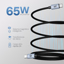 Cable Magnético STF Tipo C a Tipo C: Carga Rápida, 65W,  Transferencia de datos, Negro