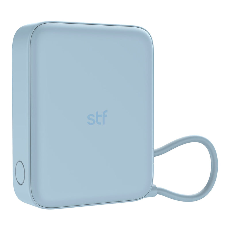 Batería Power Bank Portátil STF 10 000 mAh 20W PD Cable tipo C integrado Azul
