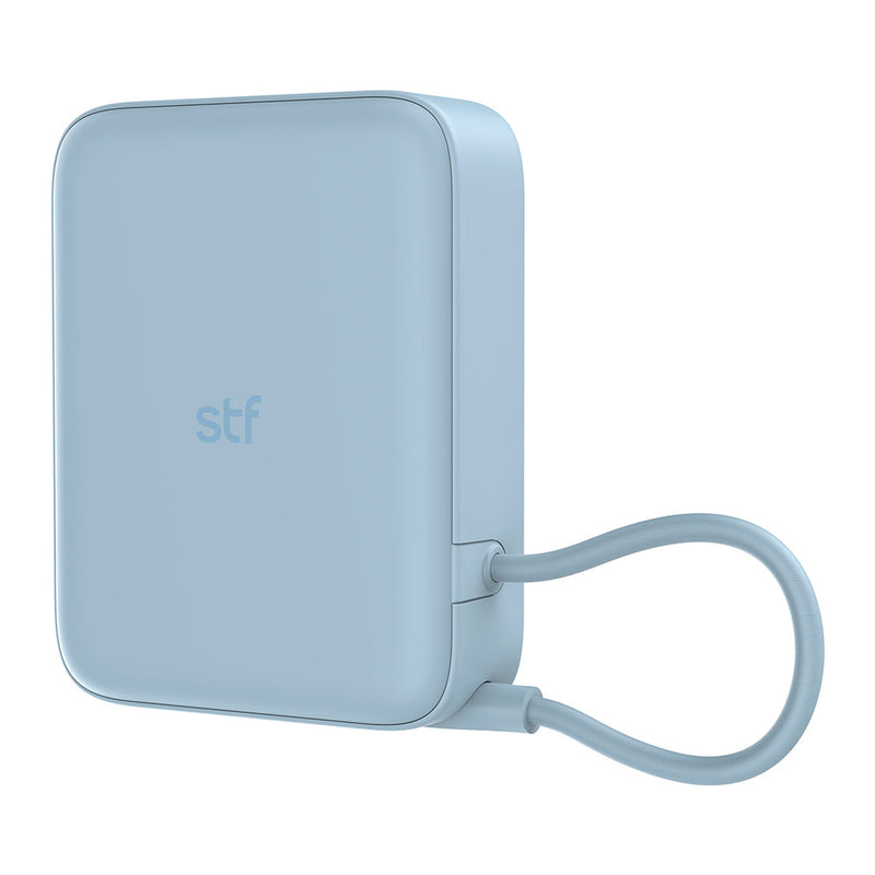 Batería Power Bank Portátil STF 10 000 mAh 20W PD Cable tipo C integrado Azul
