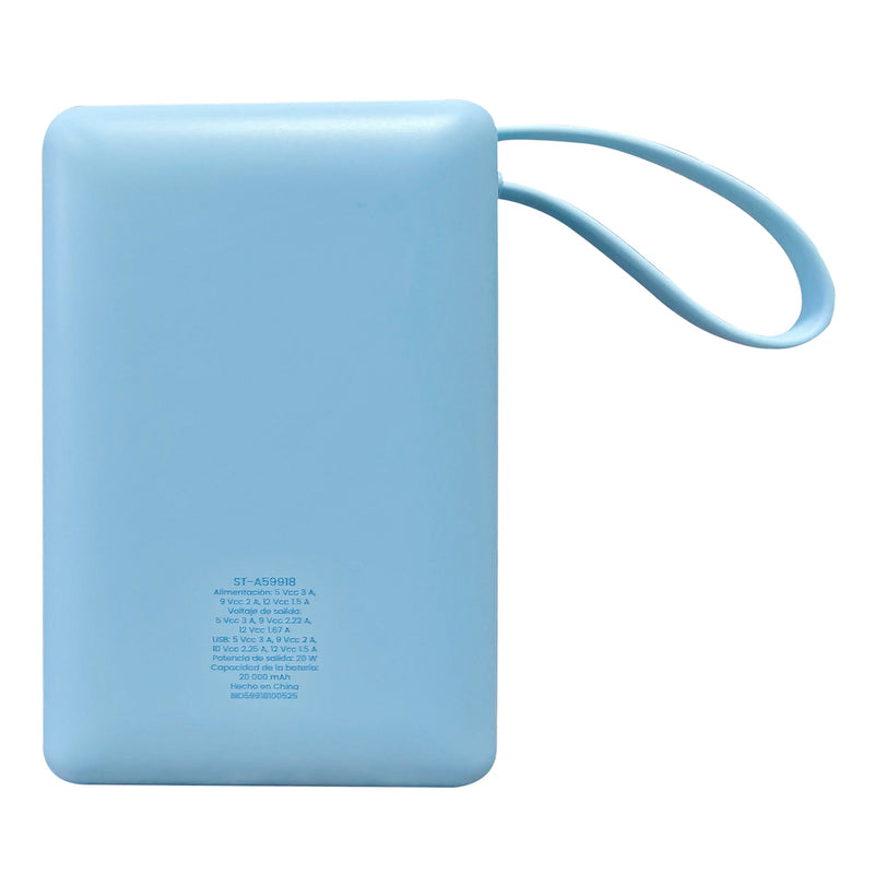 Batería Power Bank Portátil STF 20 000 mAh 20W PD Cable tipo C Azul