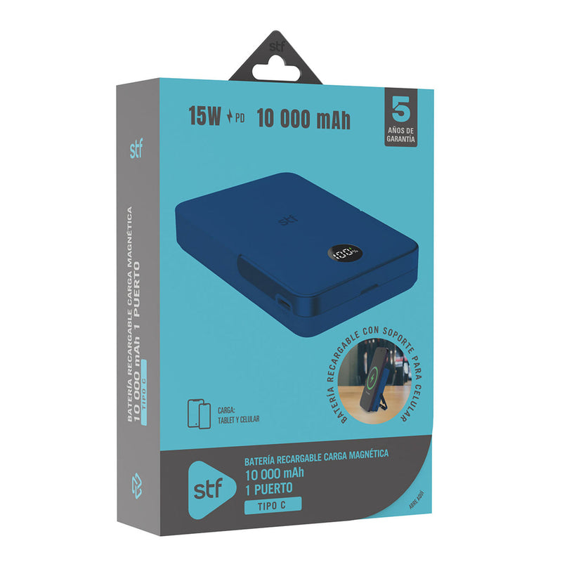 Batería Power Bank Portátil STF 10 000 mAh 20W Carga Magnética Azul