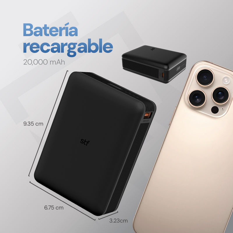 Bateria power bank 22W 20,000 mAh Carga Ultra Rápida