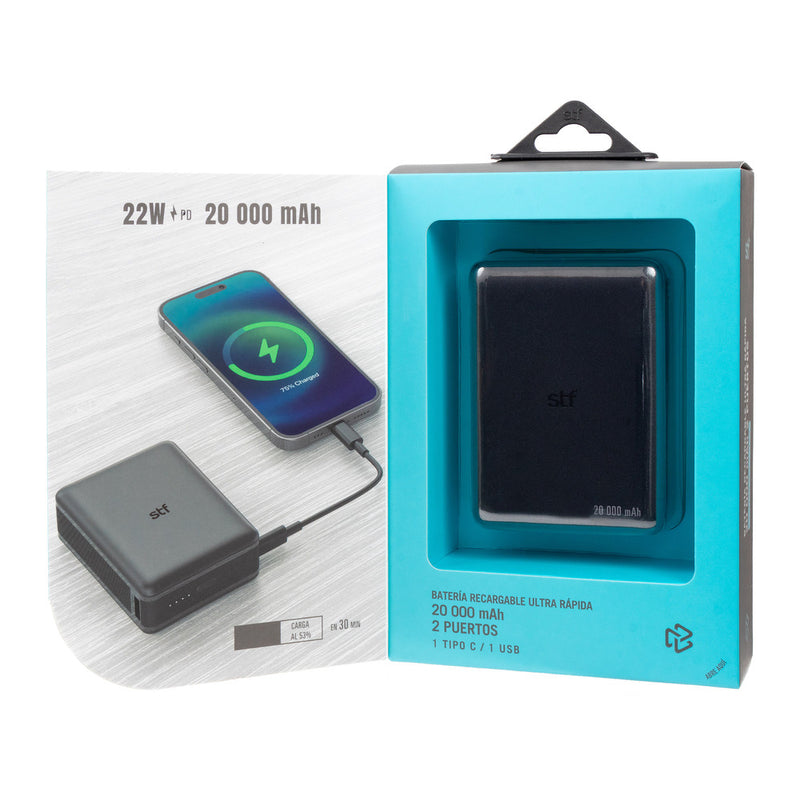 Bateria power bank 22W 20,000 mAh Carga Ultra Rápida