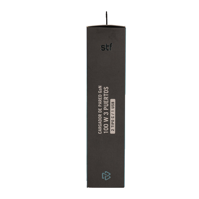 Cargador de pared GaN 100W | STF Carga ultra rápida 3A | 3 salidas para celular