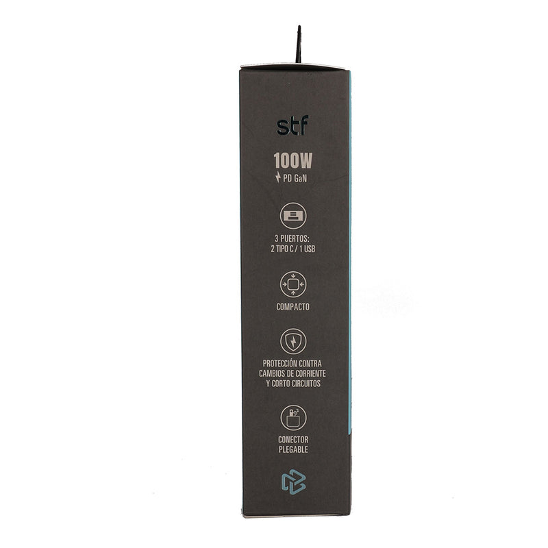 Cargador de pared GaN 100W | STF Carga ultra rápida 3A | 3 salidas para celular