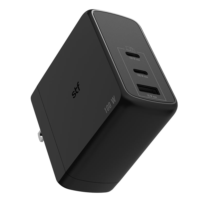 Cargador de pared GaN 100W | STF Carga ultra rápida 3A | 3 salidas para celular