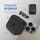 Cargador Pared GaN 65W 3 Salidas + Adaptadores UK/EU/AU Carga Ultra Rápida