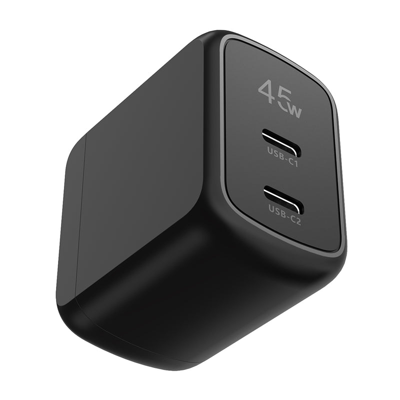 Cargador de pared 45W | STF GaN Carga Ultra Rapida | 2 salidas 3A para celular