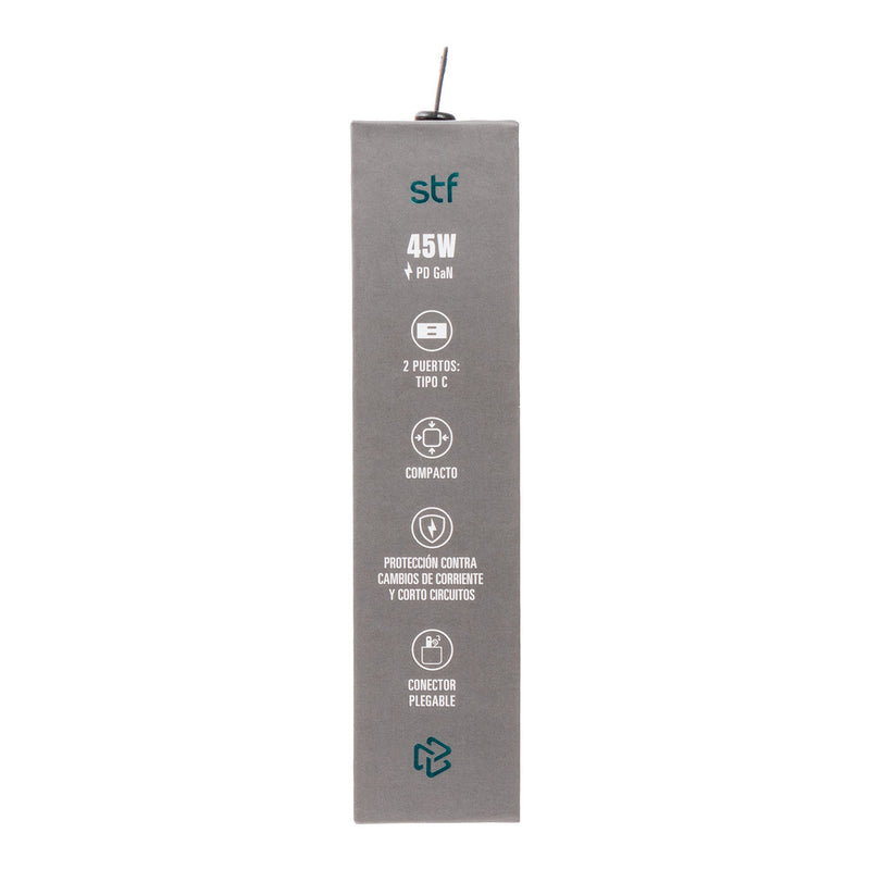 Cargador Pared GaN 45W Dual Tipo C Carga Ultra Rápida Enchufe Plegable