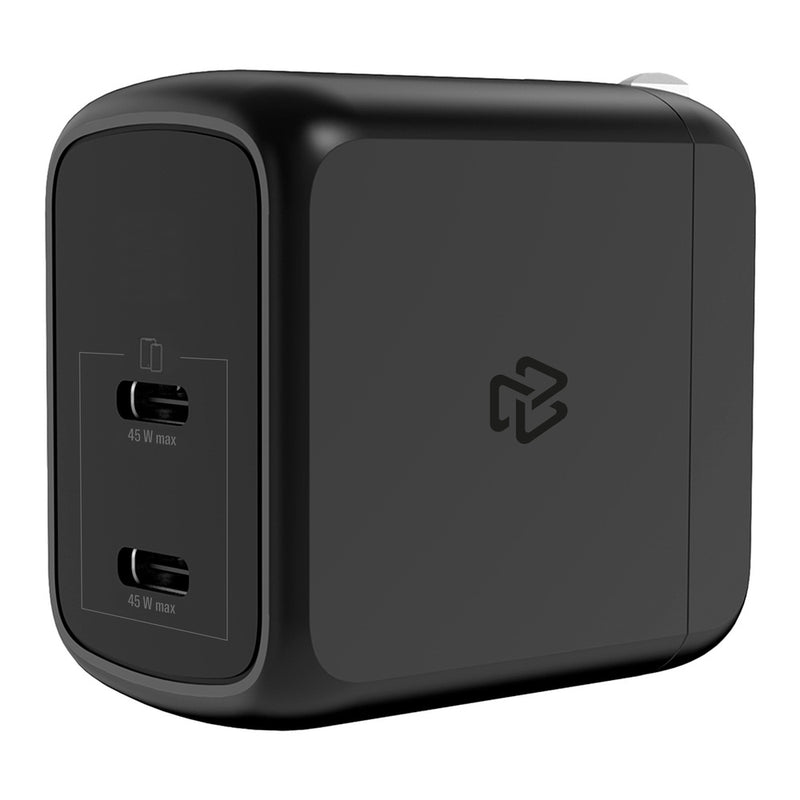 Cargador Pared GaN 45W Dual Tipo C Carga Ultra Rápida Enchufe Plegable