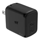 Cargador Pared GaN 45W Dual Tipo C Carga Ultra Rápida Enchufe Plegable