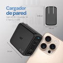 Cargador Pared GaN 65W 3 Salidas Tipo C Dual + USB Carga Ultra Rápida