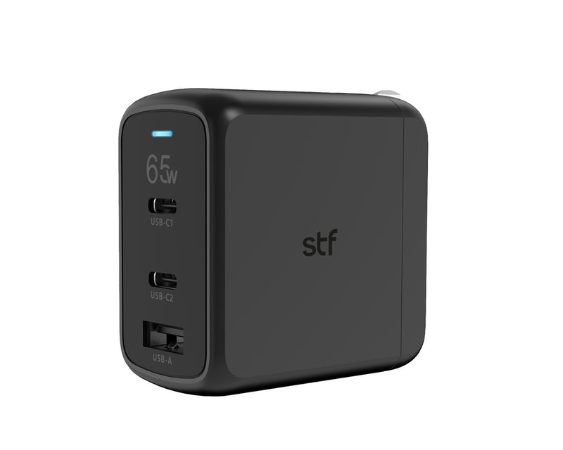 Cargador de pared 65W | STF GaN Carga Ultra Rápida | 3 salidas 3A para celular