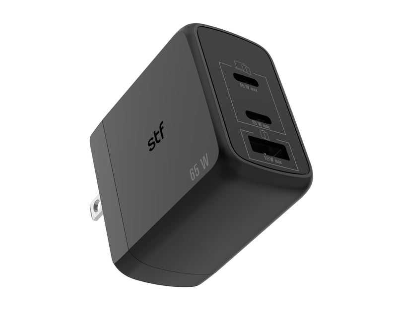 Cargador de pared 65W | STF GaN Carga Ultra Rápida | 3 salidas 3A para celular