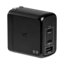 Cargador Pared GaN 65W 3 Salidas Tipo C Dual + USB Carga Ultra Rápida