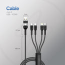 Cable 4 en 2 Carga Ultra Rápida USB/Tipo-C a Micro USB/Lightning/USB-C 100W