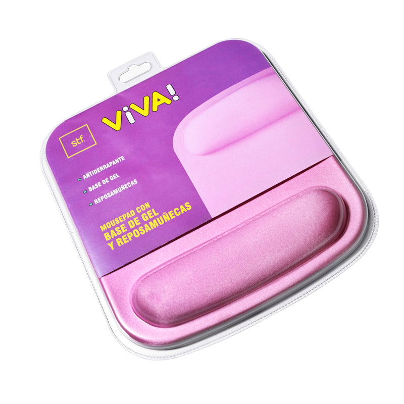 Mousepad  | STF VIVA! | base gel, reposamuñecas Rosa
