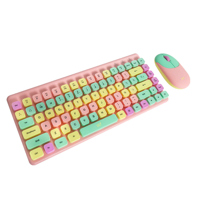 Kit Teclado + Mouse inalámbrico  | STF VIVA! | para computadora Rosa