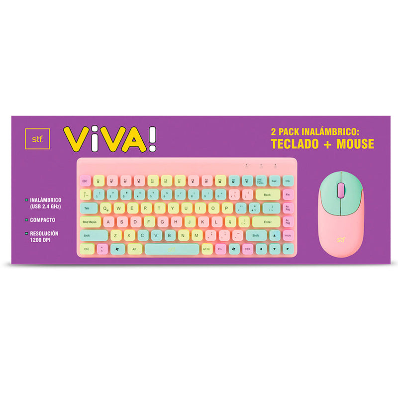 Kit Teclado + Mouse inalámbrico  | STF VIVA! | para computadora Rosa