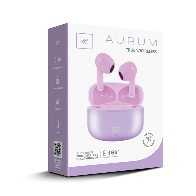 Audífonos inalámbricos True Wireless | STF Aurum | Ligero, 4hrs de uso Morado