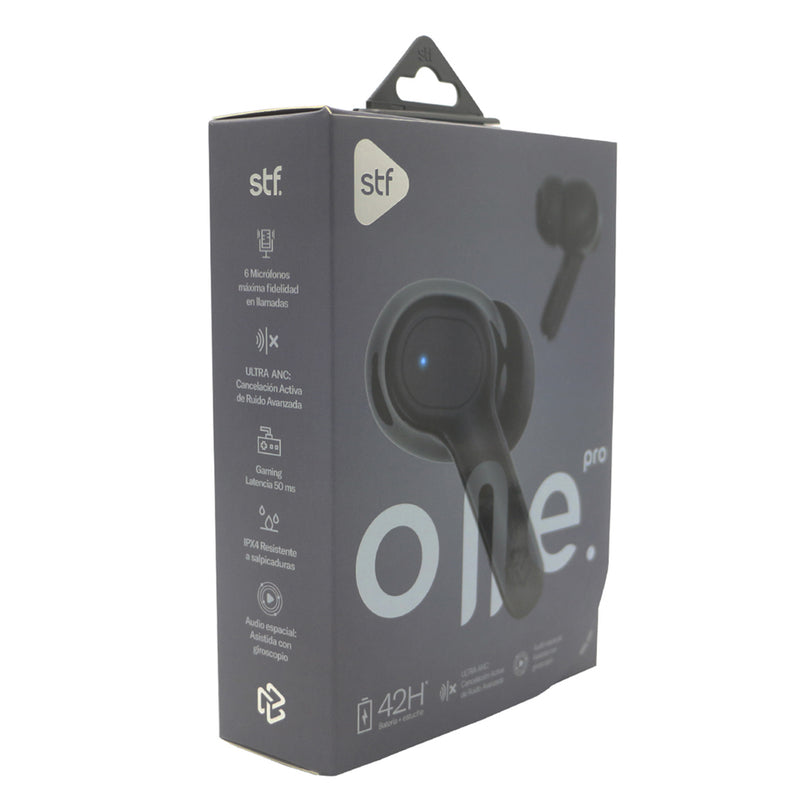 Audífonos inalámbricos TWS | STF One Pro ANC | 7hrs uso protección IPX4 Audio espacial Negro