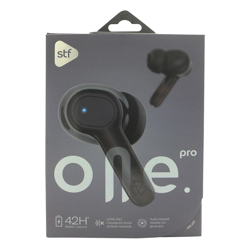 Audífonos inalámbricos TWS | STF One Pro ANC | 7hrs uso protección IPX4 Audio espacial Negro