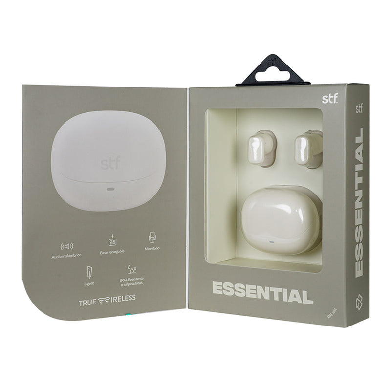 Audífonos inalámbricos TWS | STF Essential | 6hrs uso protección IPX4 extra ligeros Blanco