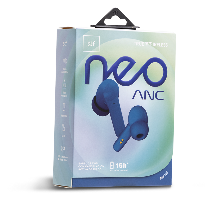 Audífonos Inalámbricos True Wireless | STF Neo Anc | Cancelacion de ruido, 3 hrs de uso, Azul