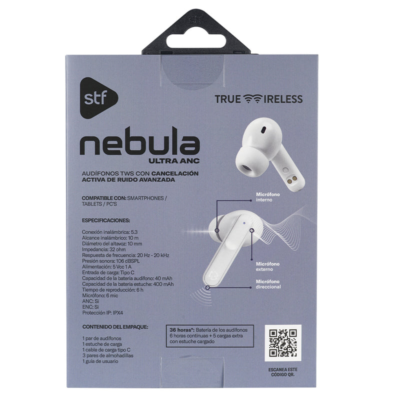 Audífonos inalámbricos TWS | STF Nebula ultra ANC | 6hrs uso protección IPX4 6 microfonos