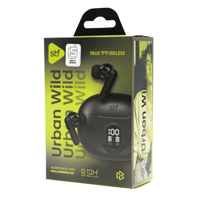 Audífonos Urban Wild TWS STF: 12H Batería, Micrófono, Resistencia IPX4, Negro