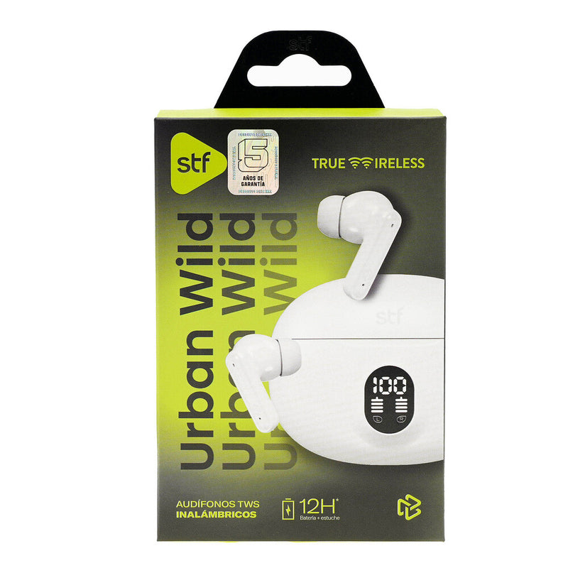 Audífonos Urban Wild TWS STF: 12H Batería, Micrófono, Resistencia IPX4, Blanco