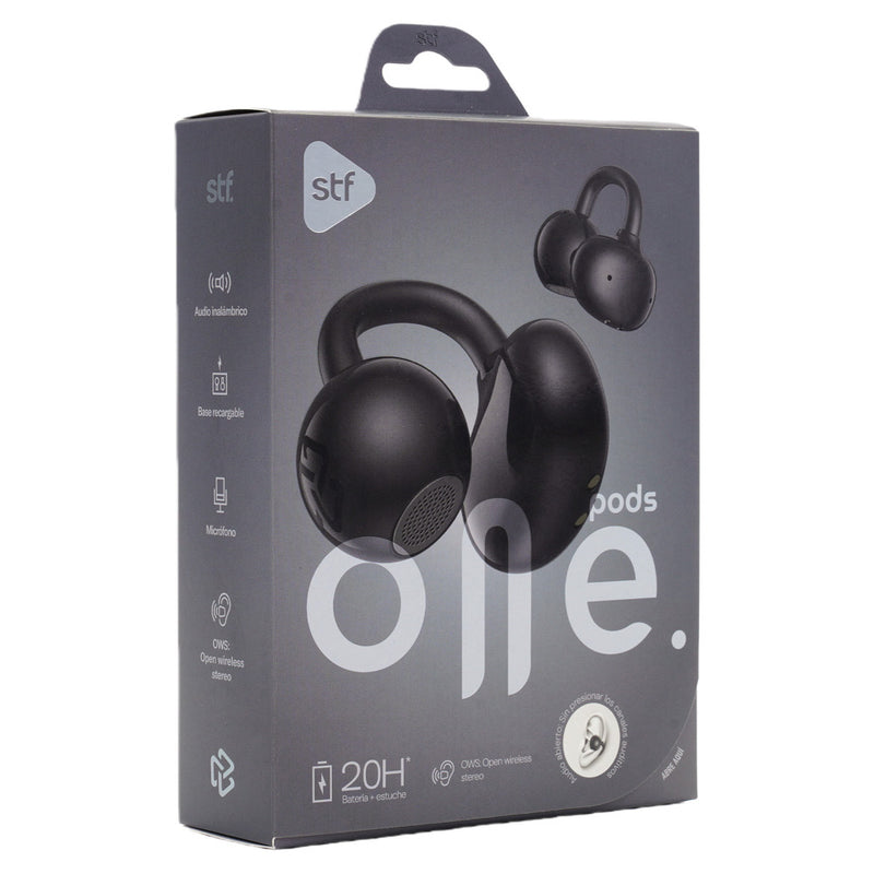 Audífonos Open Ear STF One: OWS, 20h batería, micrófono, Negro