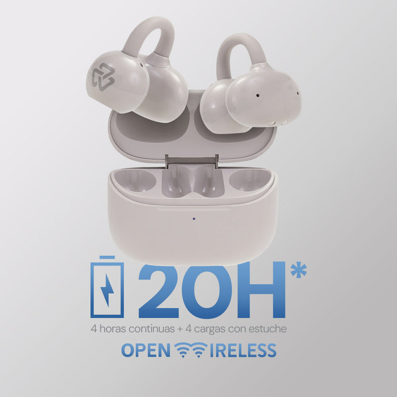 Audífonos Open Ear STF One: OWS, 20h batería, micrófono, Gris