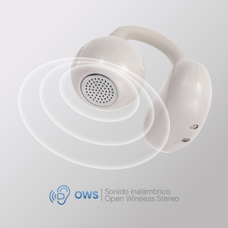 Audífonos Open Ear STF One: OWS, 20h batería, micrófono, Gris