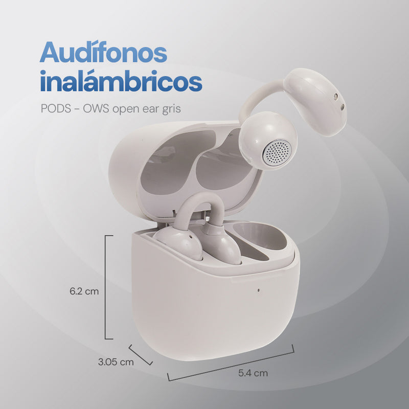 Audífonos Open Ear STF One: OWS, 20h batería, micrófono, Gris