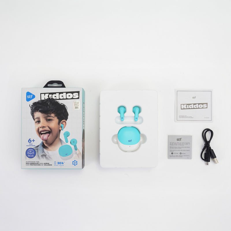 Audífonos inalámbricos para niños KIDDOS TWS STF | 30hrs Uso, ENC, Sonido seguro