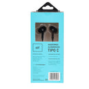 Audífonos alámbricos In ear STF: Tipo C, Manos libres con micrófono, Negro