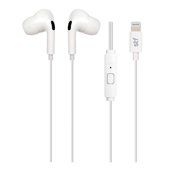 Audífonos alámbricos In ear | STF Lighthing | Manos libres con micrófono Blanco