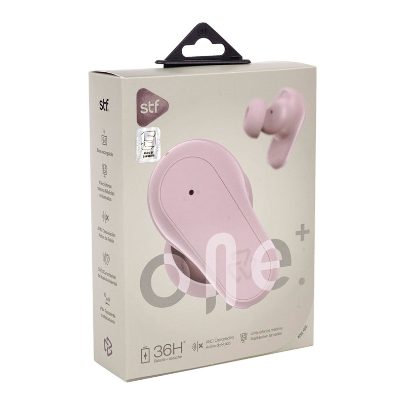Audífonos inalámbricos TWS | STF One Plus ANC ENC | 6hrs uso protección IPX4 4 micrófonos Rosa