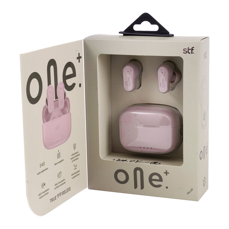 Audífonos inalámbricos TWS | STF One Plus ANC ENC | 6hrs uso protección IPX4 4 micrófonos Rosa