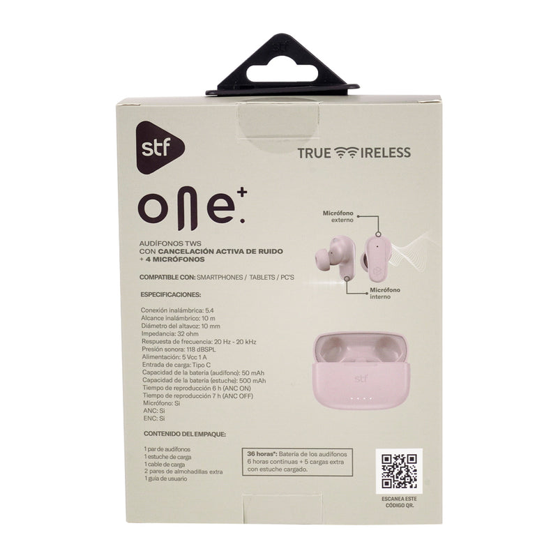 Audífonos inalámbricos TWS | STF One Plus ANC ENC | 6hrs uso protección IPX4 4 micrófonos Rosa