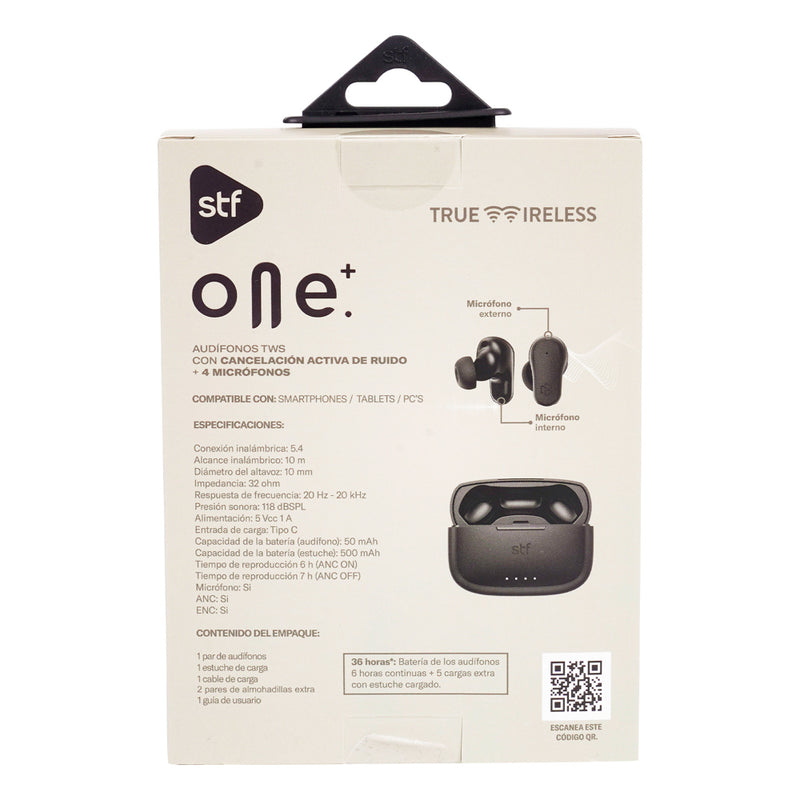 Audífonos inalámbricos TWS | STF One Plus ANC ENC | 6hrs uso protección IPX4 4 micrófonos Negro