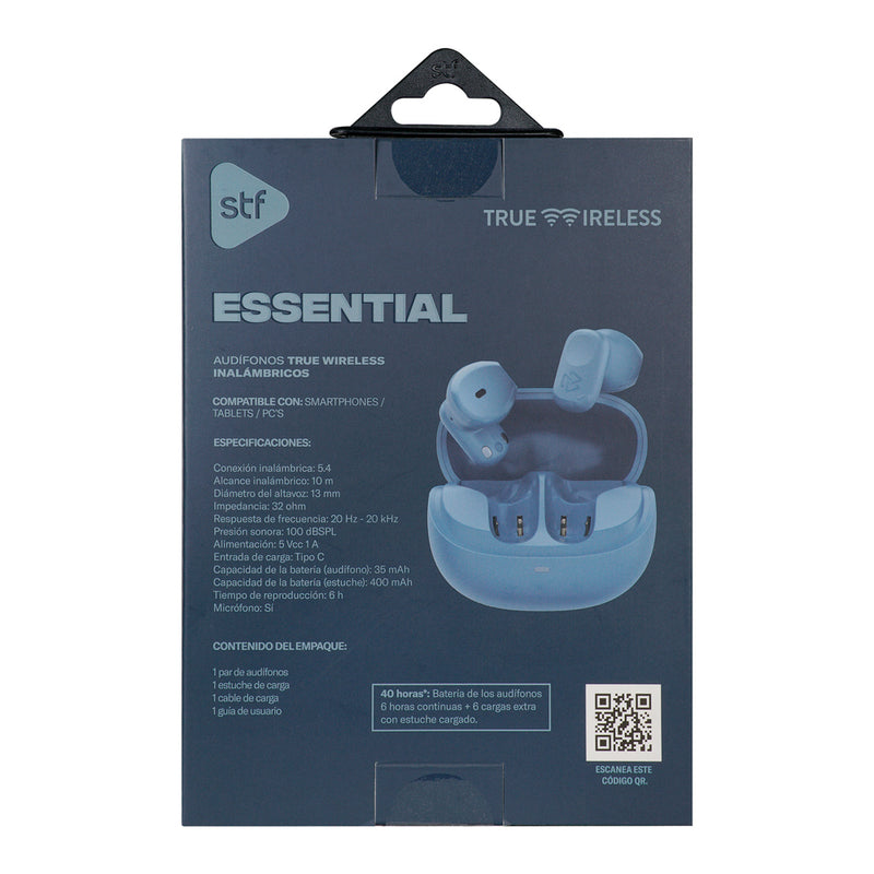 Audífonos inalámbricos TWS | STF Essential | 6hrs uso protección IPX4 extra ligeros Azul