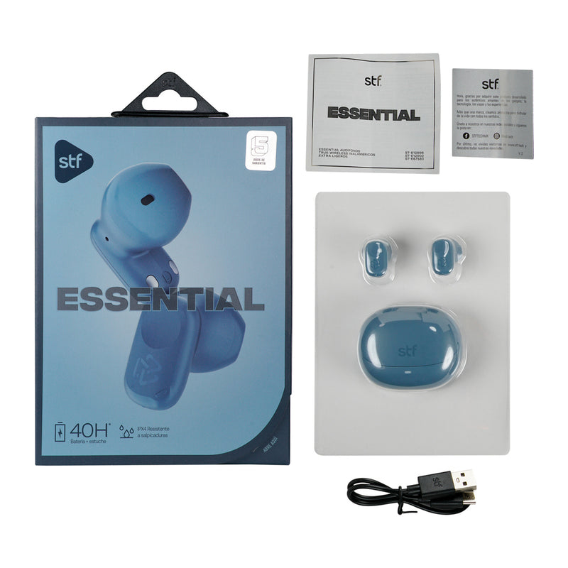 Audífonos inalámbricos TWS | STF Essential | 6hrs uso protección IPX4 extra ligeros Azul